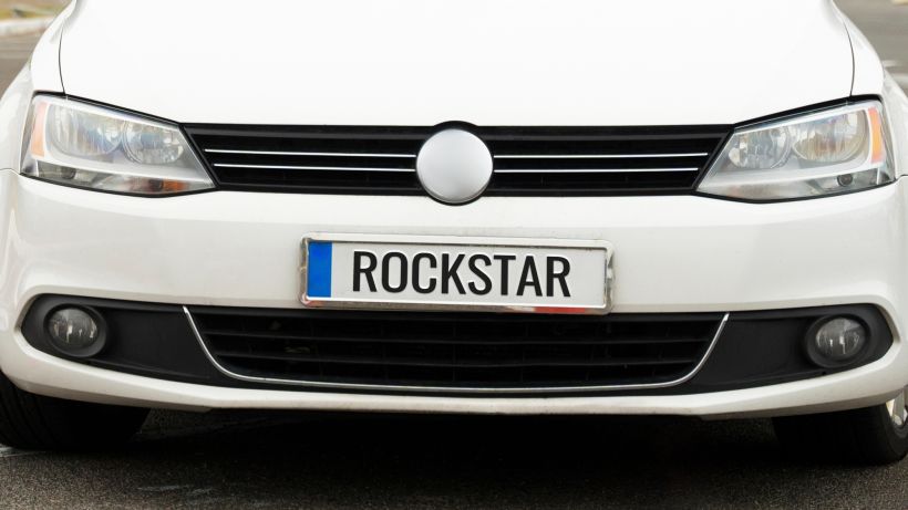 Funny license plate on vehicle.