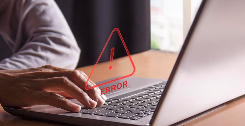 404 error warning, page not found. Computer network warning about a problem.