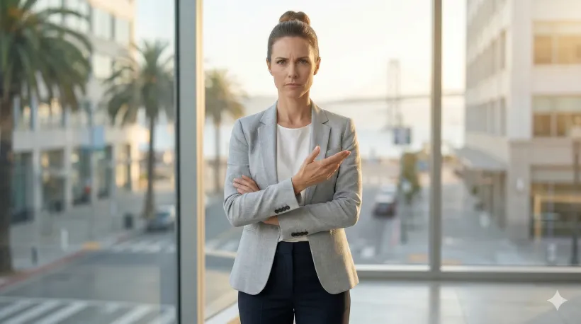 Woman showing no gesture with crossed hands